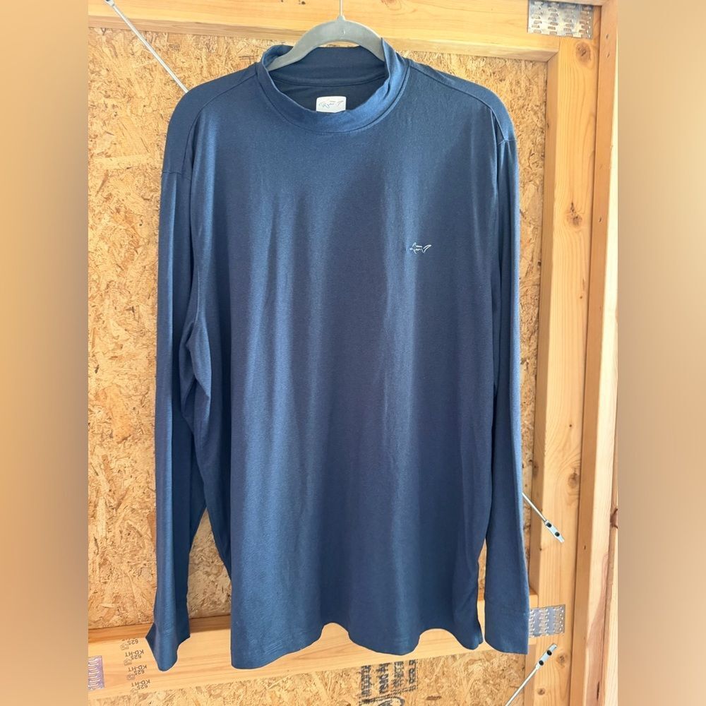 Greg Norman Collection Dark Blue Long Sleeve Monk Neck Tee